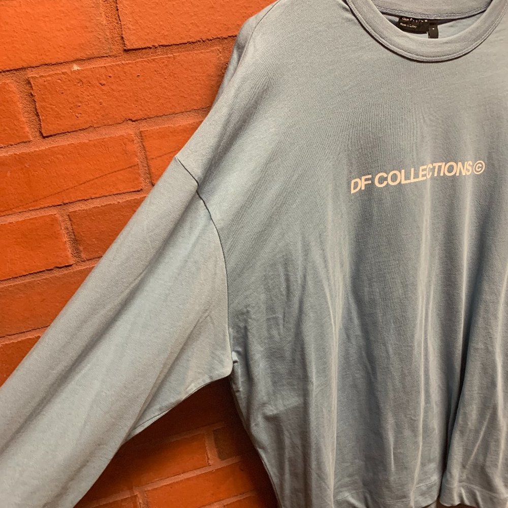 ASOS Dark Future oversized longline long sleeve t-shirt with logo text print